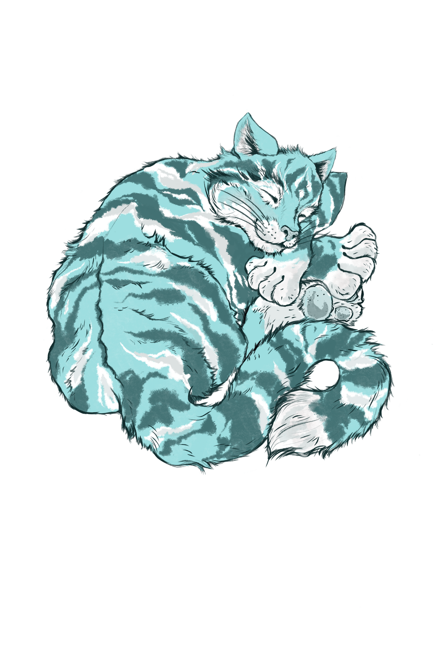 Turquoise Tiger Art Print (12 x 18 in)
