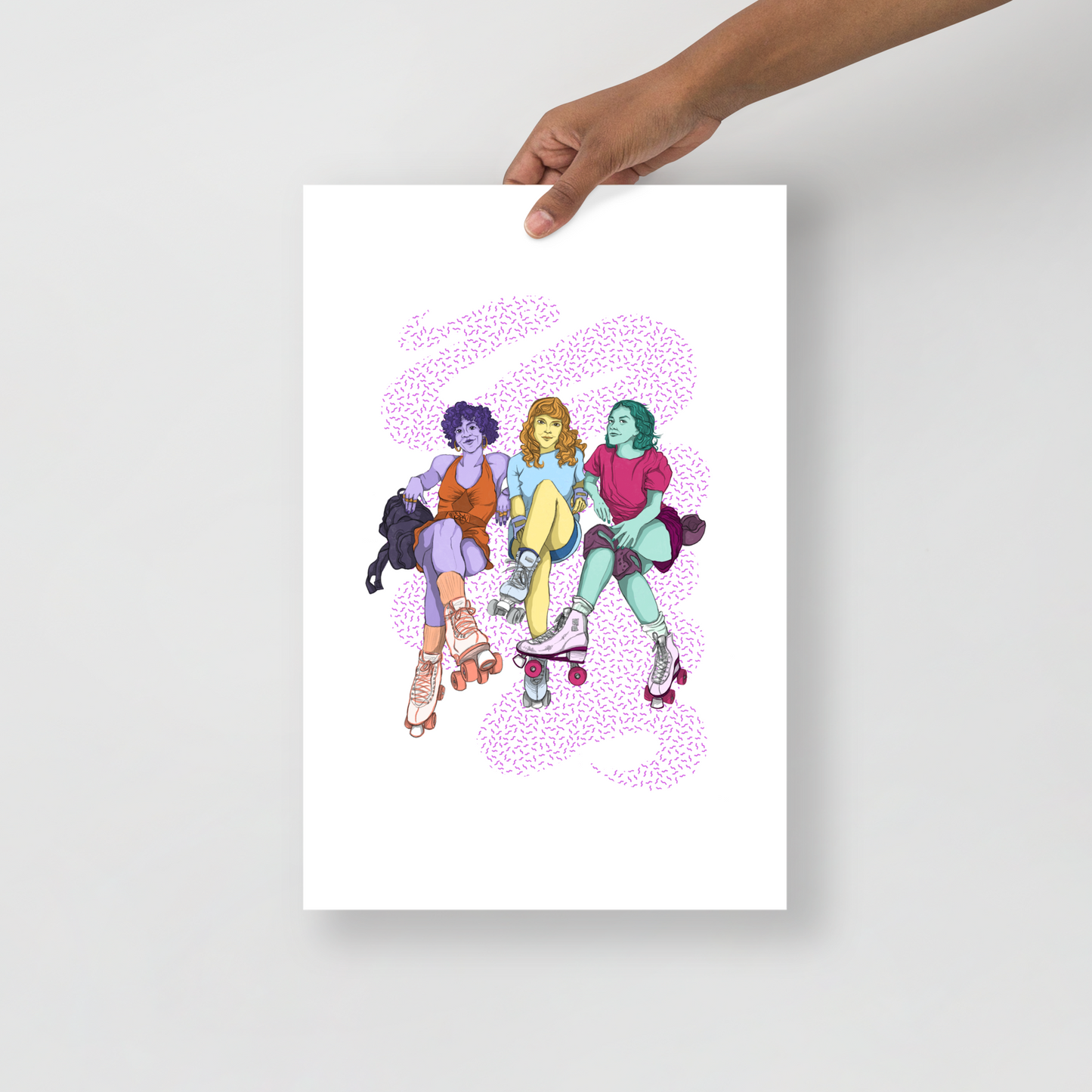 Rollergirls Art Print (12 x 18 in)