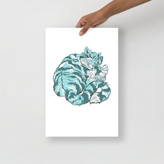 Turquoise Tiger  Art Print (12 x 18 in)