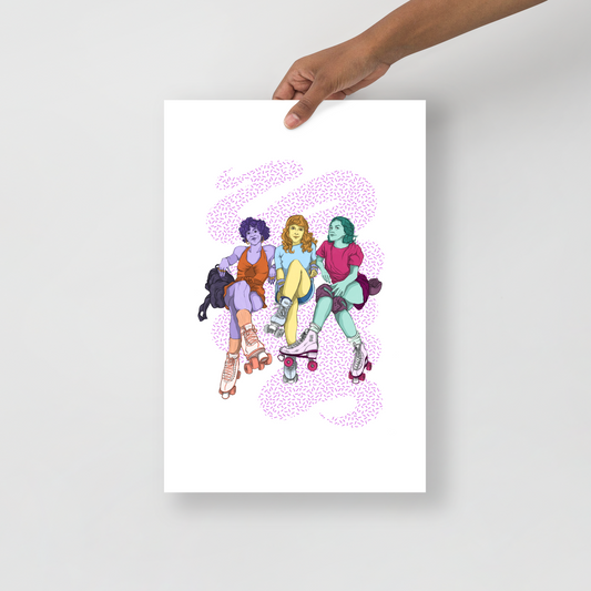 Rollergirls  Art Print (12 x 18 in)